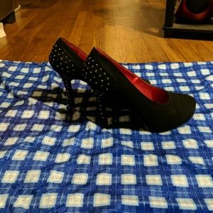 Madeline Girl Black Bingo Rhinestone Studded Heels